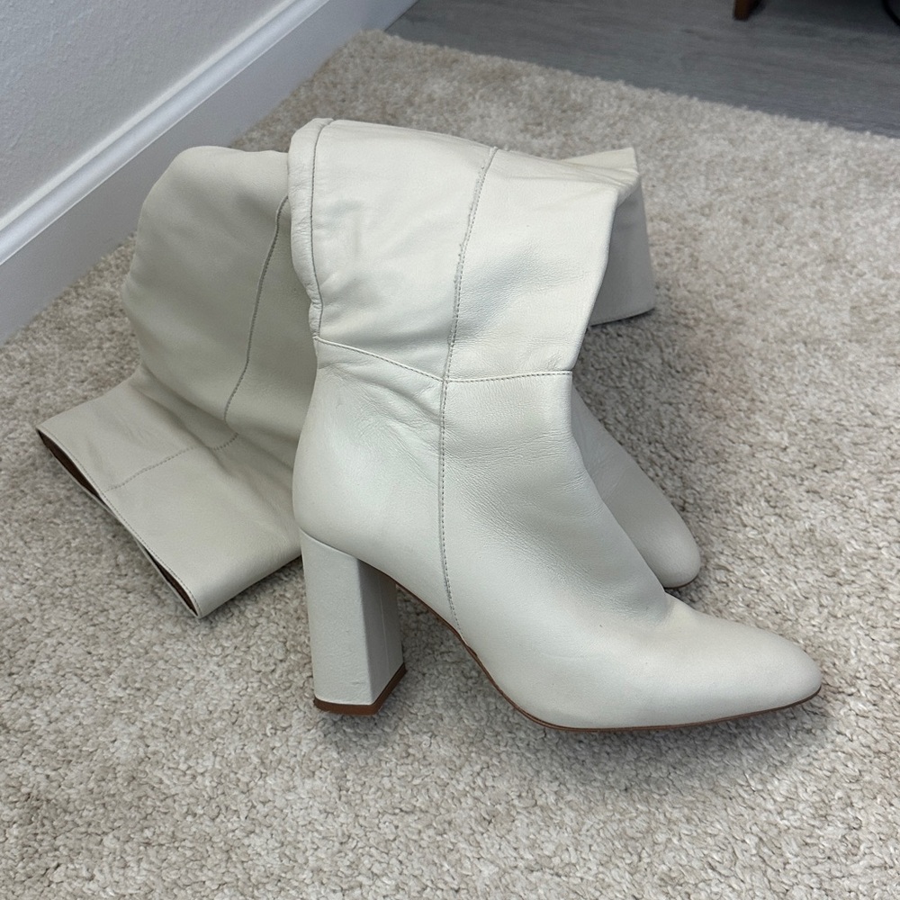 Zara Woman Shoes Boots Heels Size 39 Cream Color